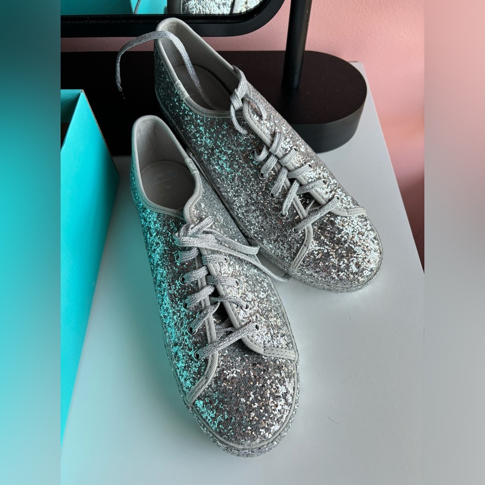 Keds x Kate Spade all over silver glitter 9.5